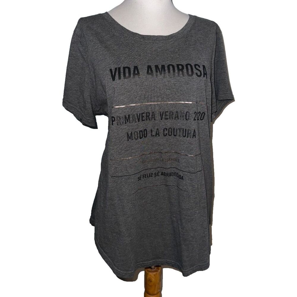CCX by City Chic Dark Gray "Vida Amorosa" Graphic T-Shirt Size XXS/12